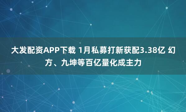 大发配资APP下载 1月私募打新获配3.38亿 幻方、九坤等百亿量化成主力